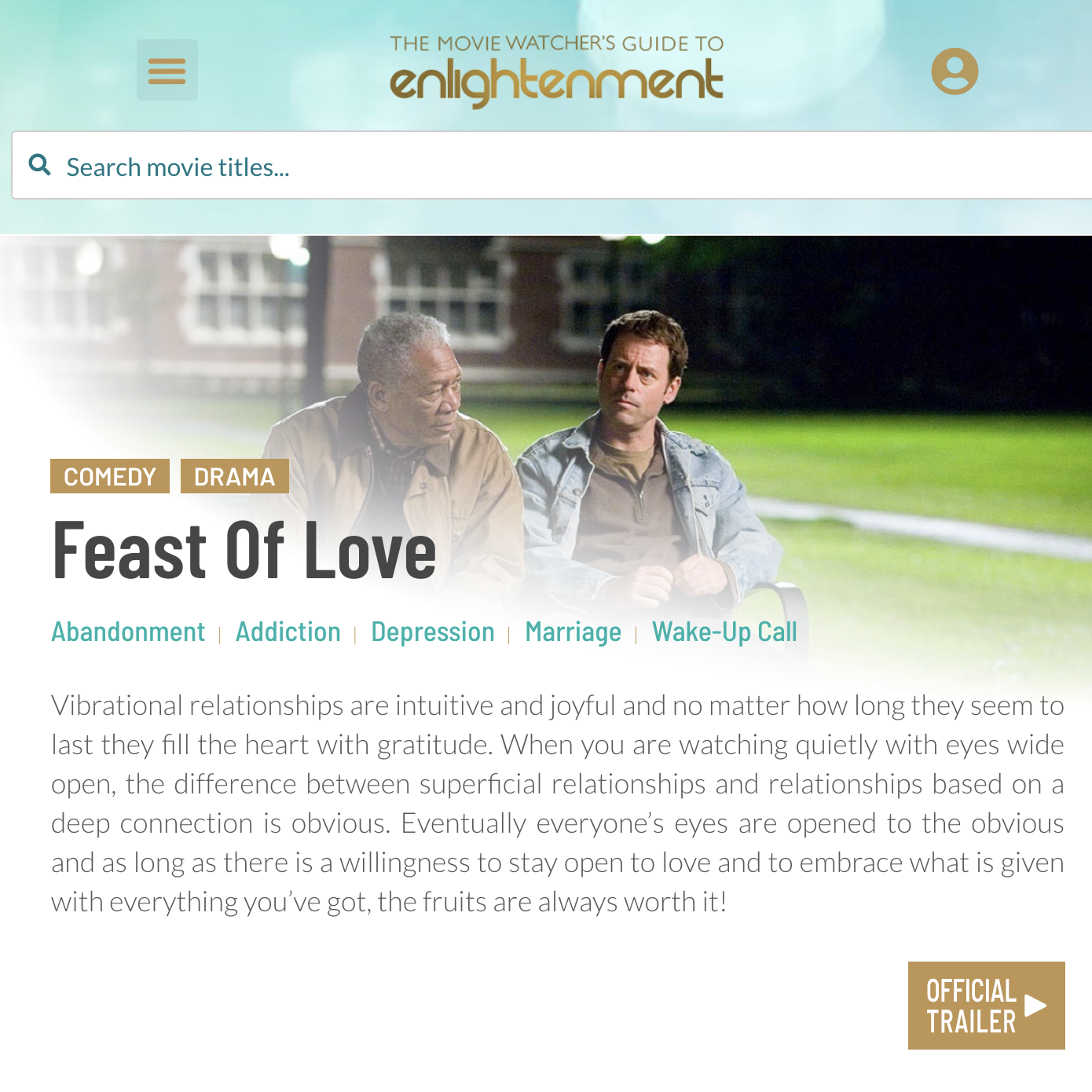 Feast of Love Spiritual Movie Review